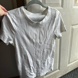Kids White Ribbed T-Shirt
